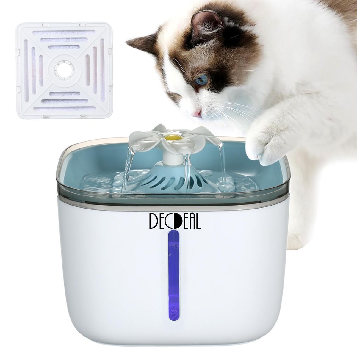 2L Automatic C-at Water Fountain Electric Pet Drinker Bowl Dispenser 2 Flowing Modes Indicator Pilot Lamp USB Powered Operated Portable for Home Daily Use