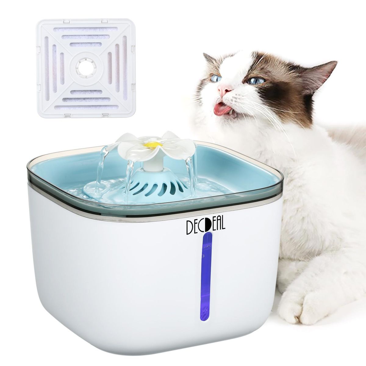 2L Automatic C-at Water Fountain Electric Pet Drinker Bowl Dispenser 2 Flowing Modes Indicator Pilot Lamp USB Powered Operated Portable for Home Daily Use