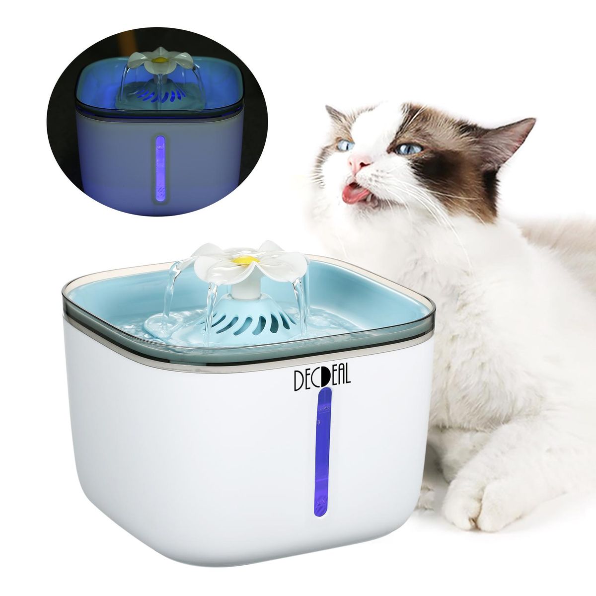 2L Automatic C-at Water Fountain Electric Pet Drinker Bowl Dispenser 2 Flowing Modes Indicator Pilot Lamp USB Powered Operated Portable for Home Daily Use