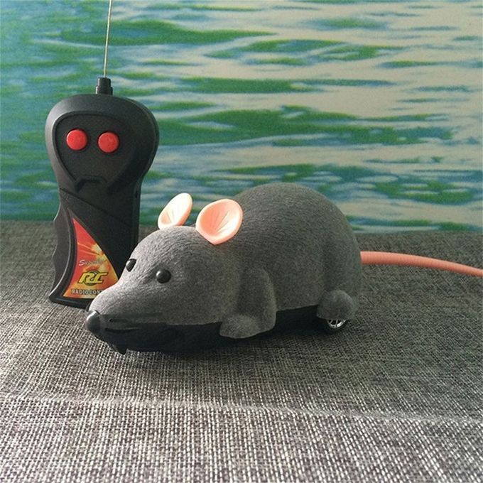 RC Wireless Rotation Mouse Electronic Rat Toy Flocking Tricky