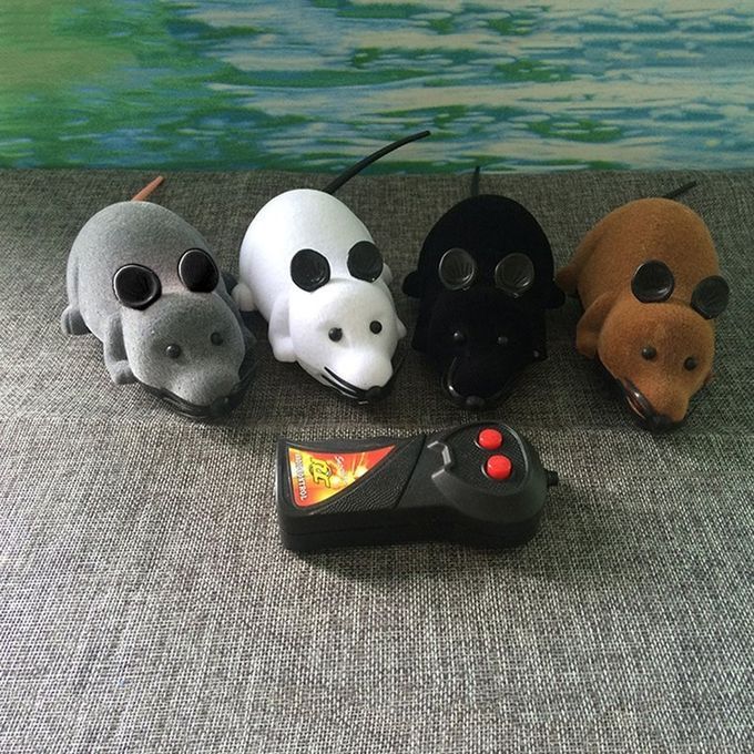 RC Wireless Rotation Mouse Electronic Rat Toy Flocking Tricky