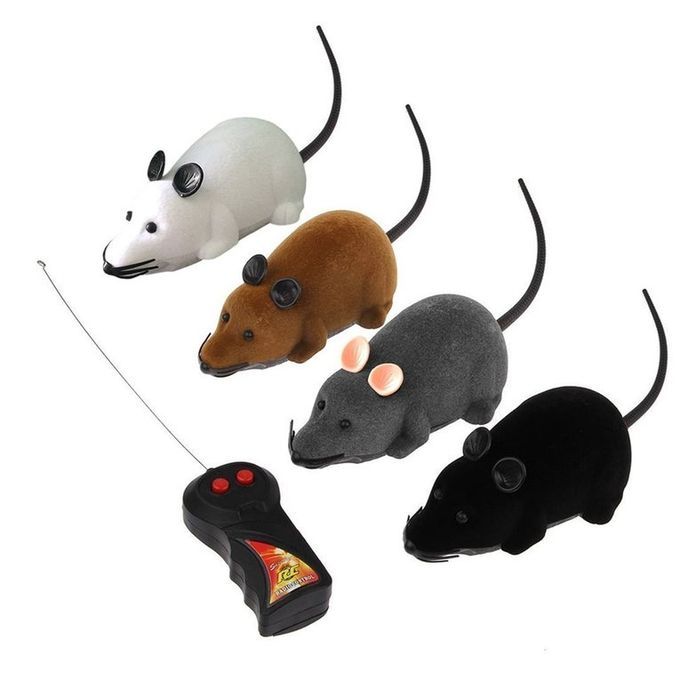 RC Wireless Rotation Mouse Electronic Rat Toy Flocking Tricky