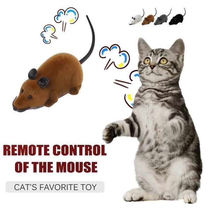 RC Wireless Rotation Mouse Electronic Rat Toy Flocking Tricky