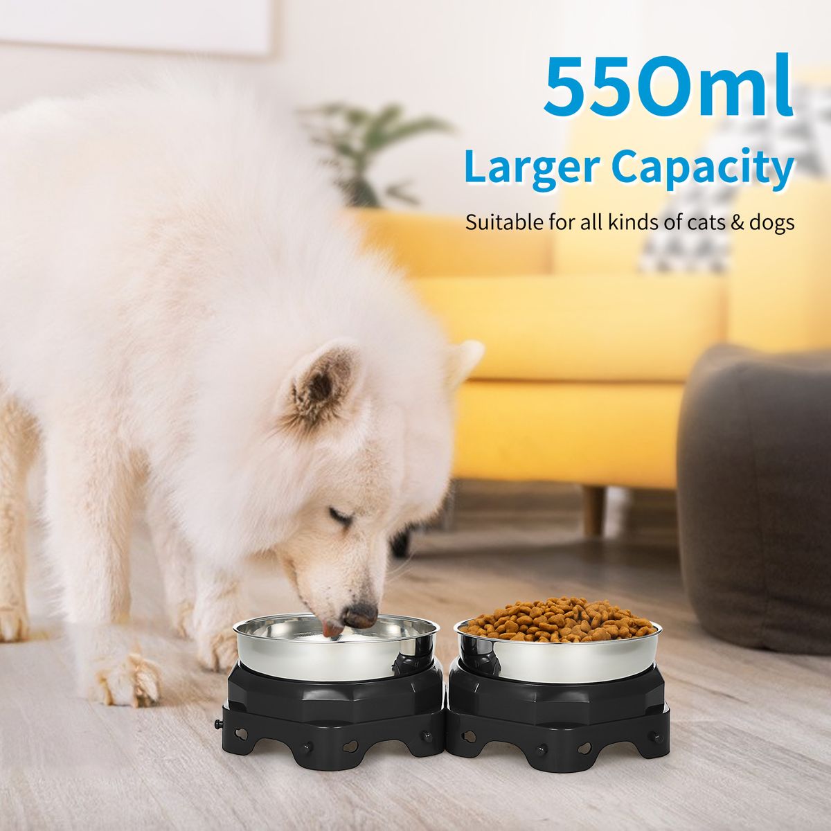 2PCS Elevated Pet Food Dish Raised Dog Bowl Detachable