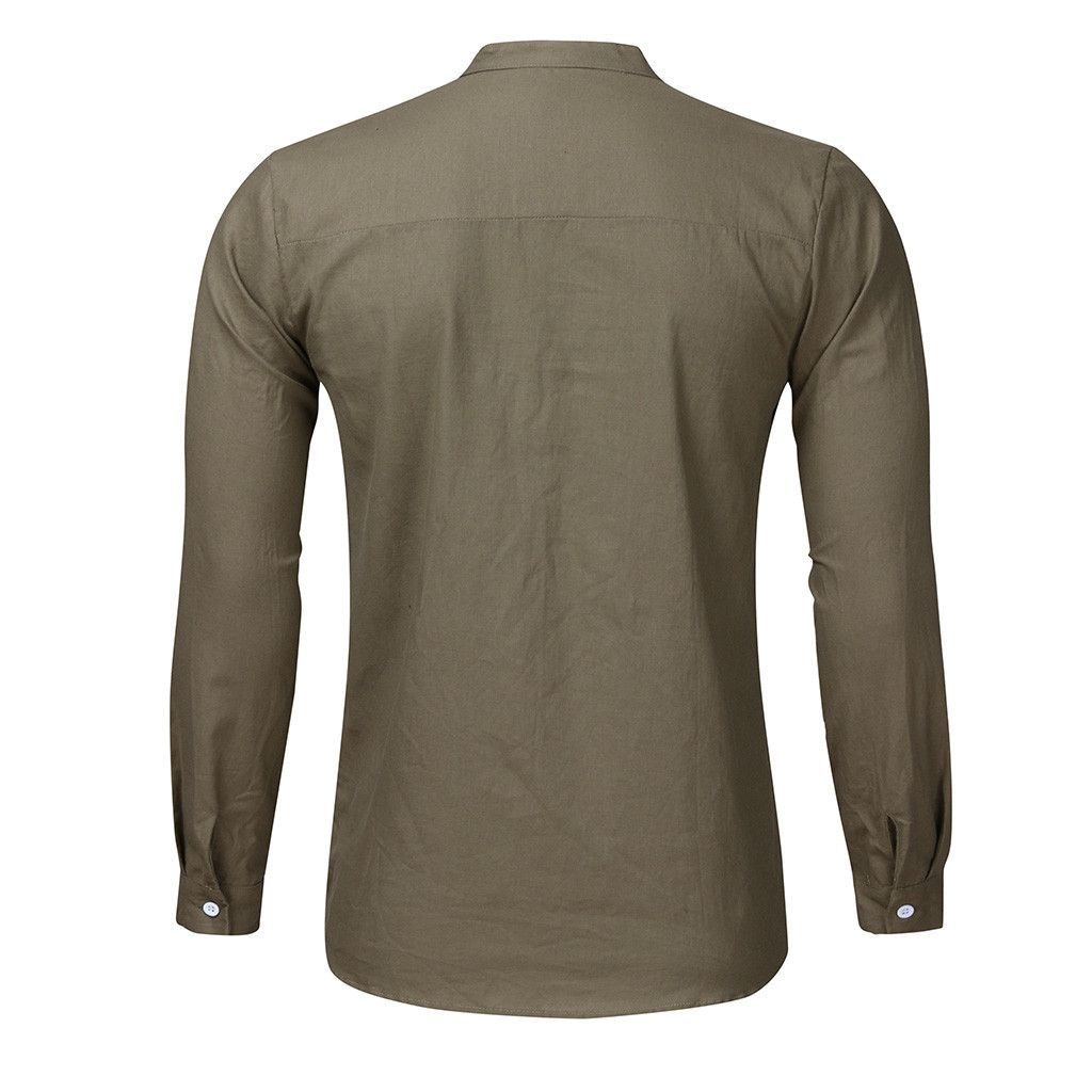 2022 Men's Fashion V-Neck Cardigan Stand Collar Shirt - Grey/Green