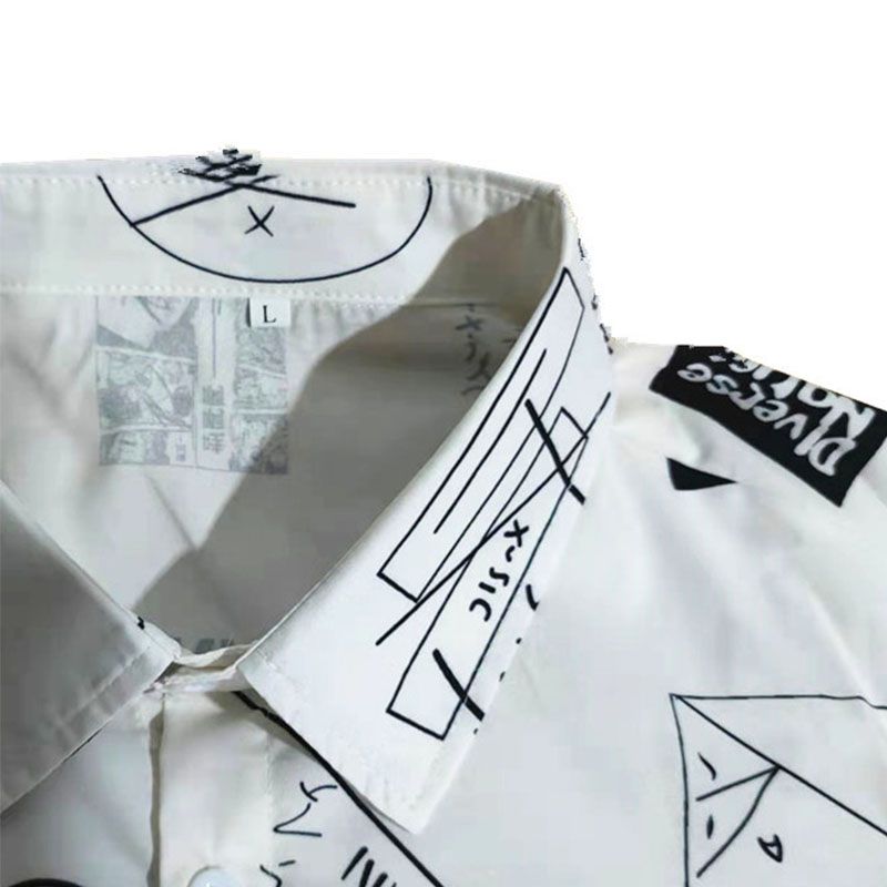 Men's Printed T-shirt Hawaiian Short Sleeve Shirt -White
