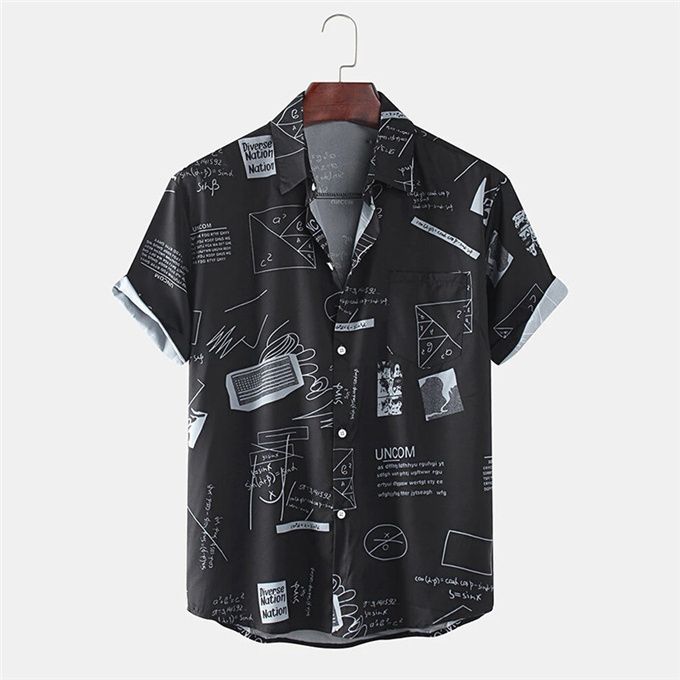 Men's Printed T-shirt Hawaiian Short Sleeve Shirt -White