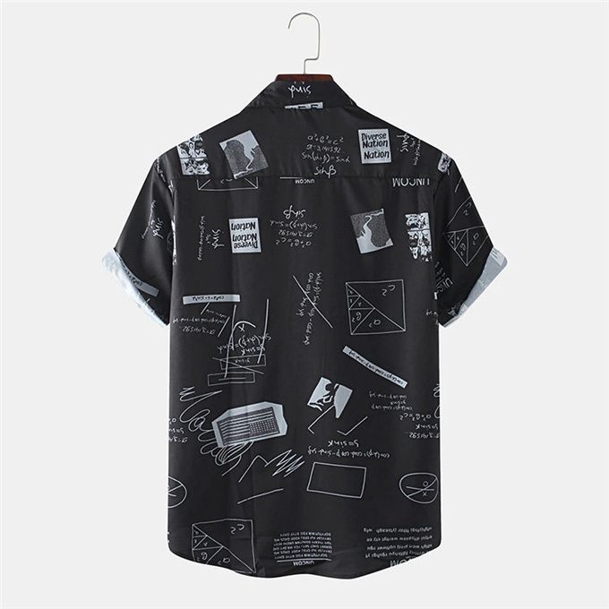 Men's Printed T-shirt Hawaiian Short Sleeve Shirt -White