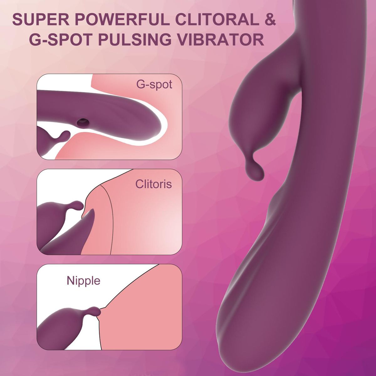 Wtoyu Adult products double motor vibrator suction vibrator double-headed female sex toys Purple