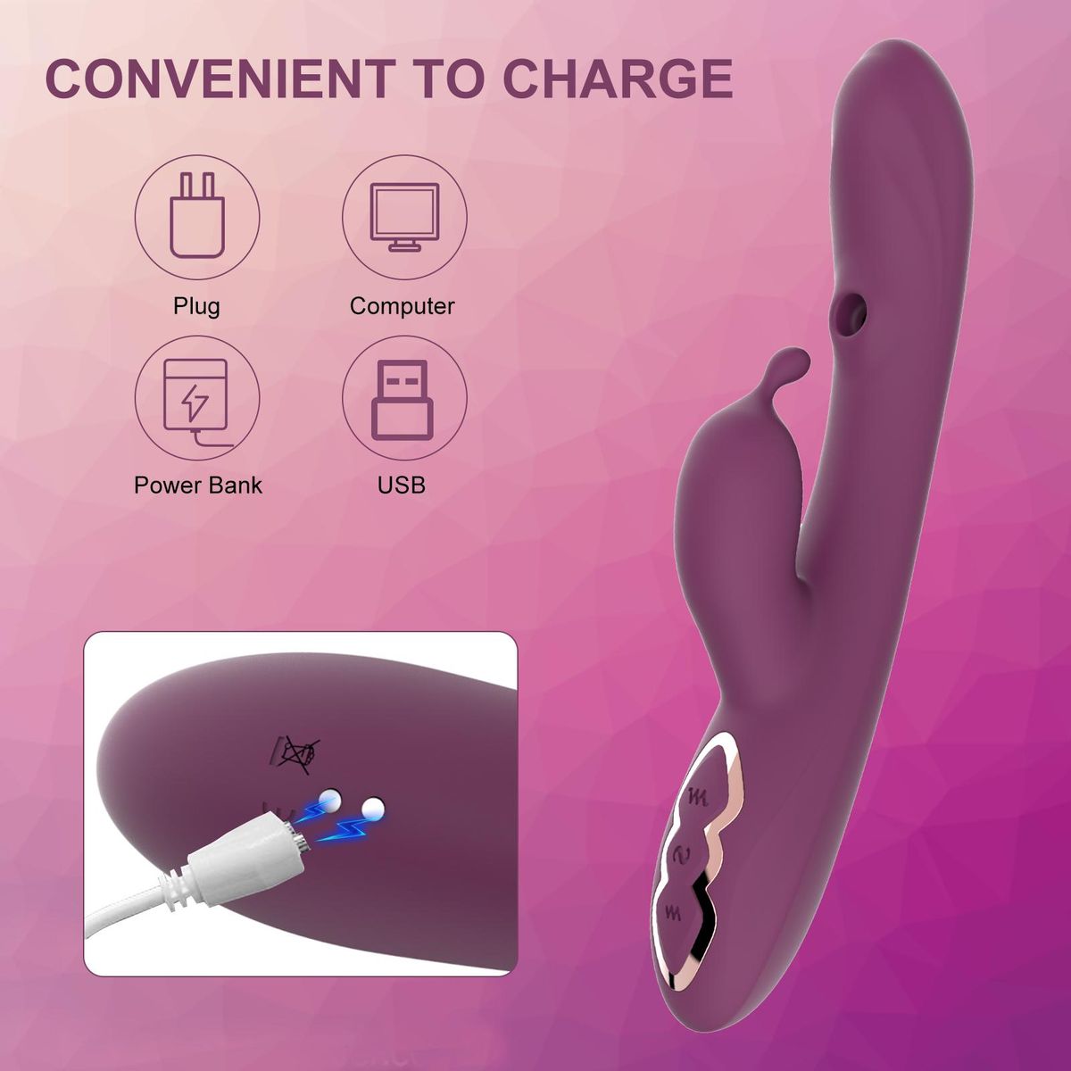Wtoyu Adult products double motor vibrator suction vibrator double-headed female sex toys Purple