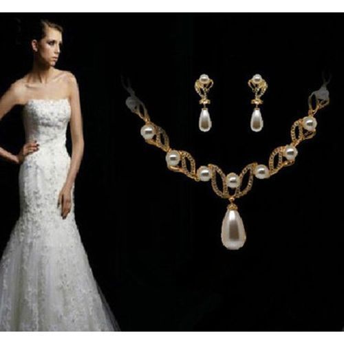 Pearl Necklace Earrings Bridal Jewelry Sets Lady Jewelry