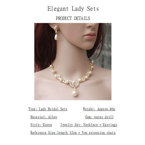 Pearl Necklace Earrings Bridal Jewelry Sets Lady Jewelry