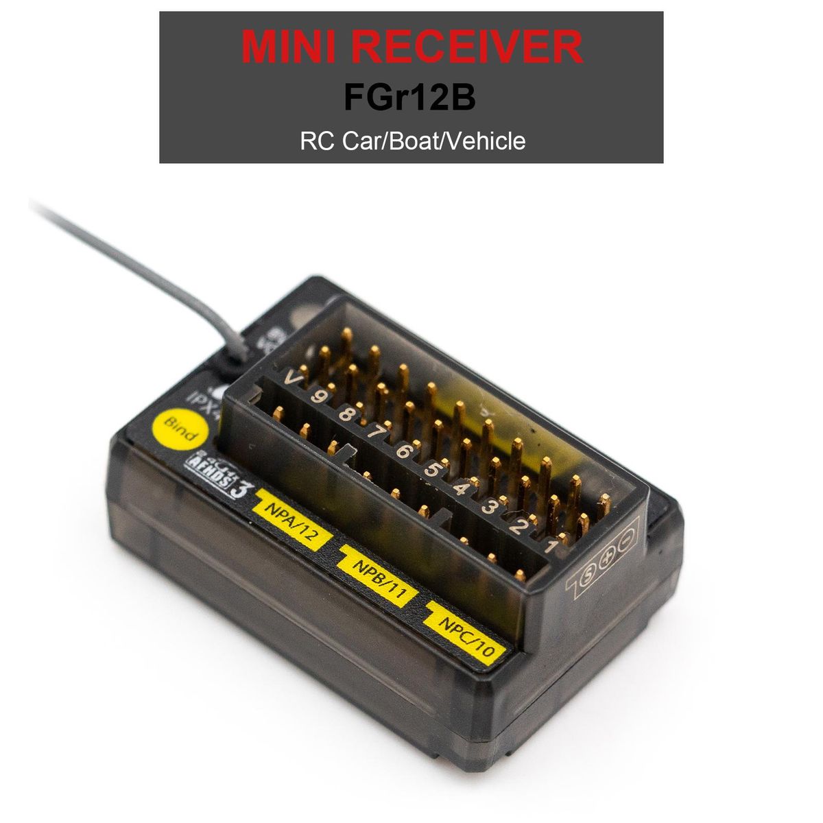 FLYSKY FGr12B 2.4GHz 12CH Receiver PWM PPM Ibus for AFHDS3 Transmitters RF Modules PL18/ NB4 /NB4 Lite RC Car Boat Vehicle