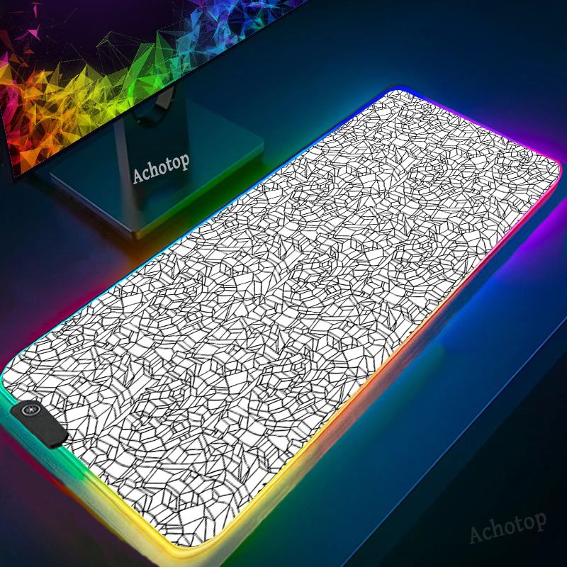 900x400mm Black And White RGB Gaming Mouse Pad XXL LED