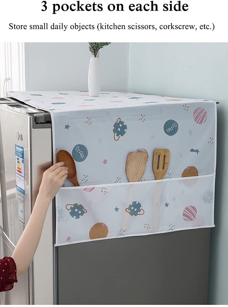 Fridge Dust-Proof Top Cover With Side Pockets