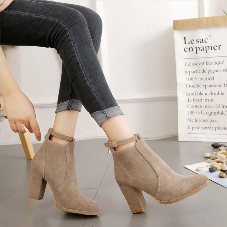 Suede Boots Pointed High Heels, Size:39