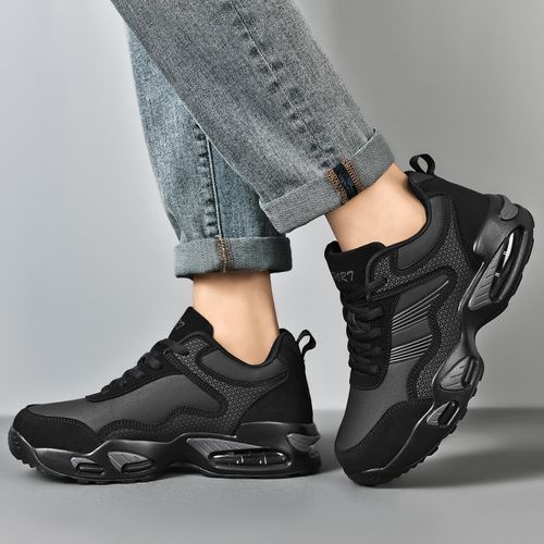 New Arrival High-top Sneakers Men Big Size 38-47 High Quality PU Leather Damping Cushion Sneakers Male Basket Shoes Cool Outdoor Footwear Black
