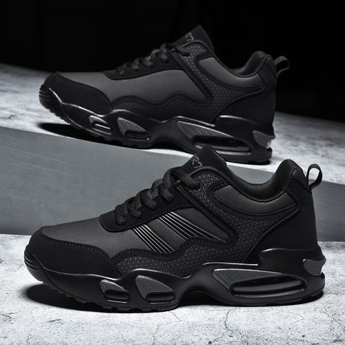 New Arrival High-top Sneakers Men Big Size 38-47 High Quality PU Leather Damping Cushion Sneakers Male Basket Shoes Cool Outdoor Footwear Black
