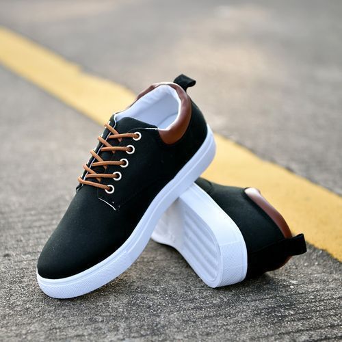 Size 41-47 Men's Canvas Boots Shoes-Black