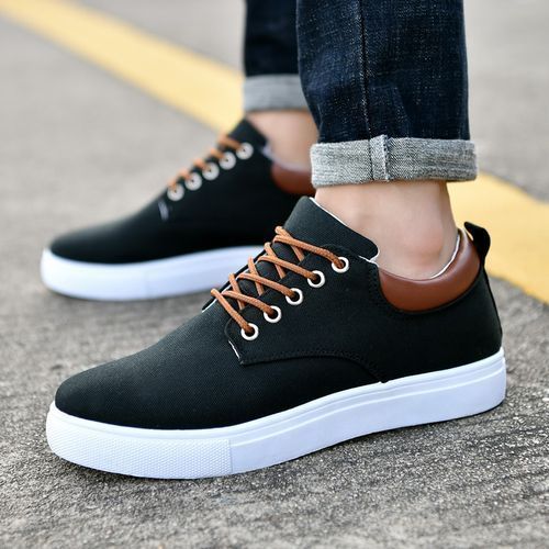Size 41-47 Men's Canvas Boots Shoes-Black