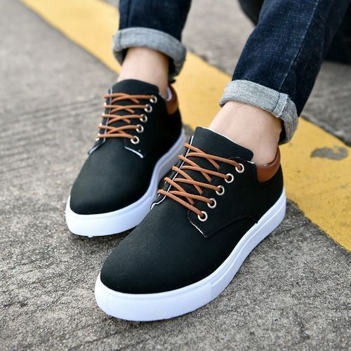 Size 41-47 Men's Canvas Boots Shoes-Black