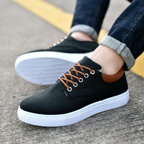 Size 41-47 Men's Canvas Boots Shoes-Black