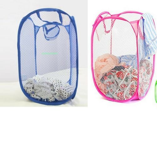 2 Set Of Foldable Laundry Basket - Blue And Pink