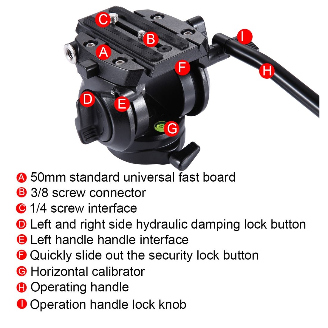 Small Heavy Duty Video Camera Tripod Action Drag Head
