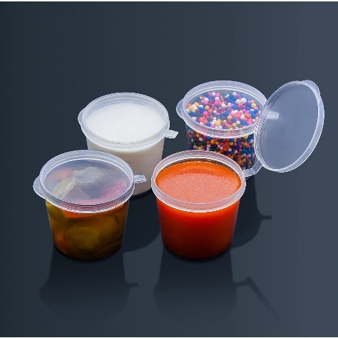 Disposable Sauce Cups With Attached Lids - 1Oz
