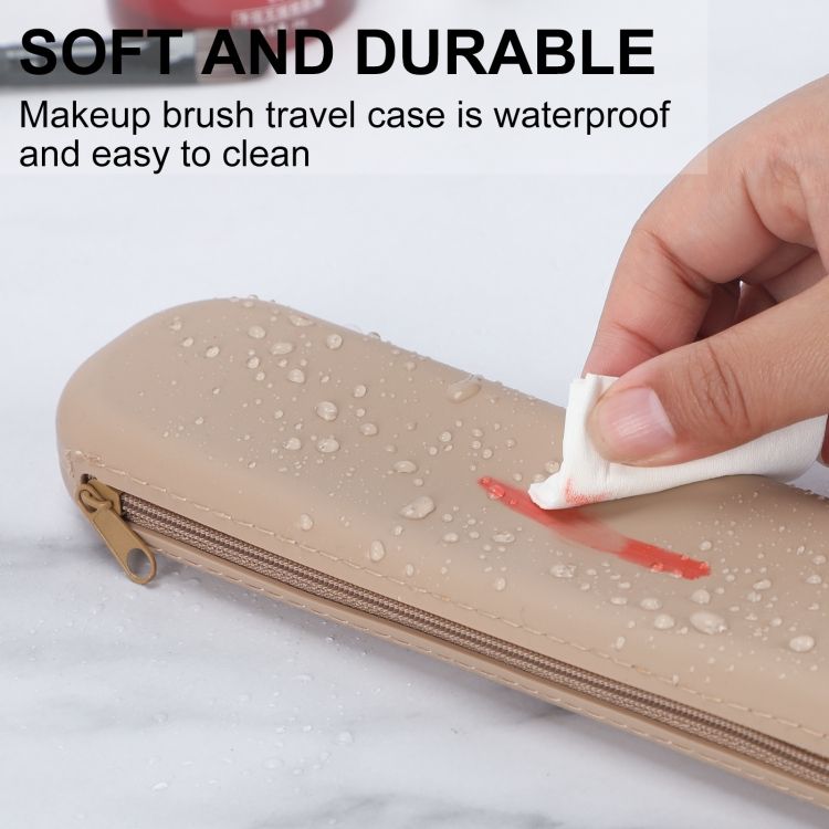 Silicone Cosmetic Brush Organizer Bag With Handle(Black)