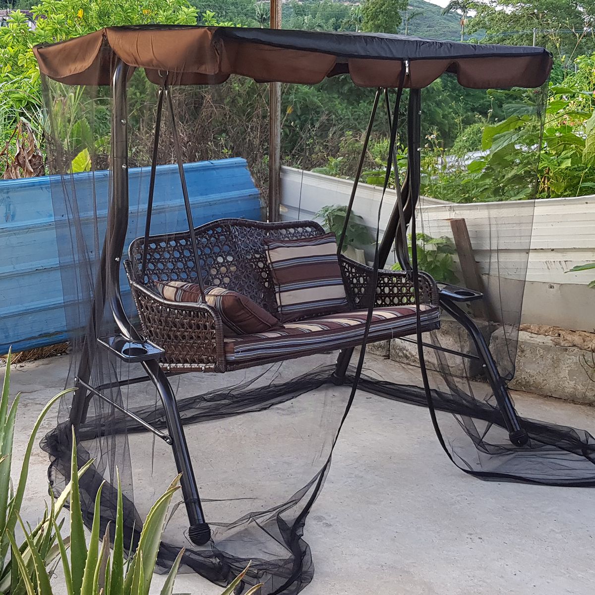 Outdoor Swing Chair Mesh Net Water Resistant Patio Seater