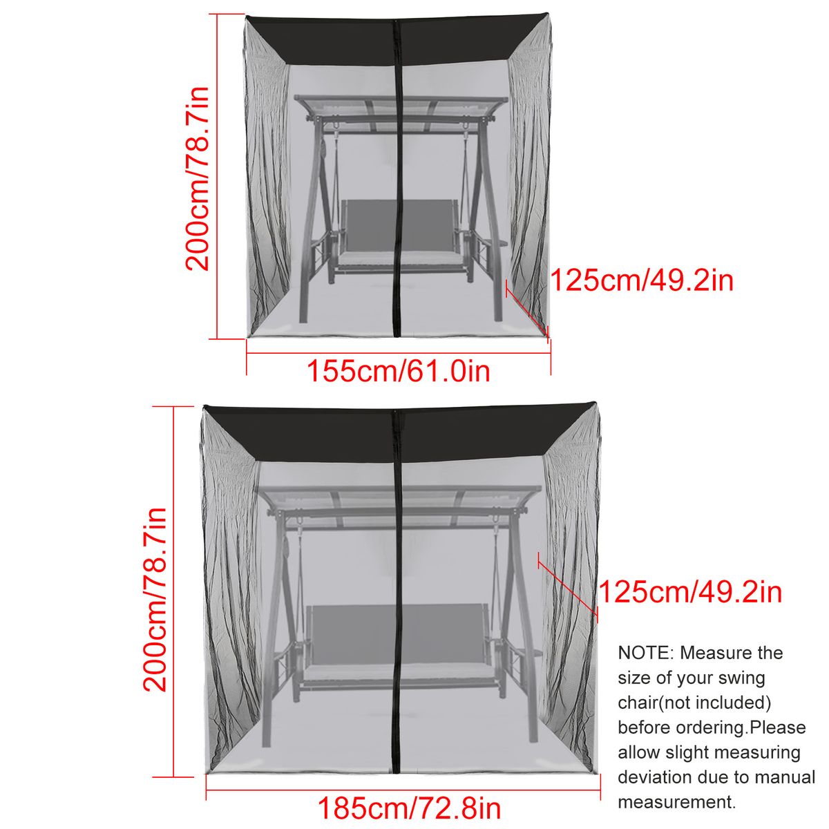 Outdoor Swing Chair Mesh Net Water Resistant Patio Seater