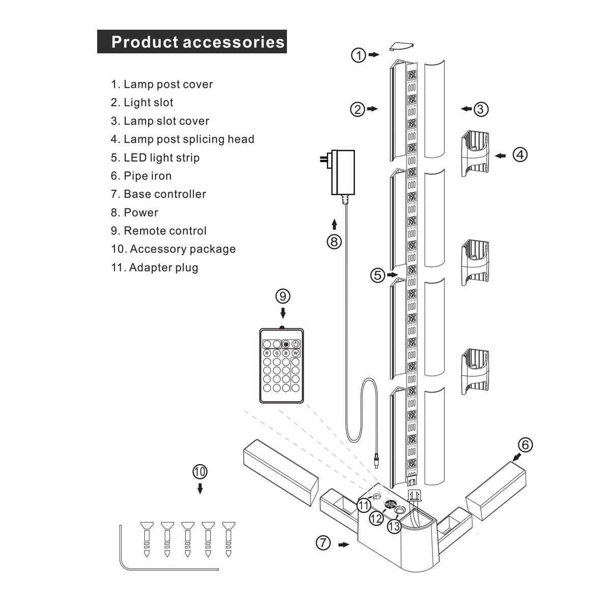 59'' S-mart Intelligent Corner Standing Lamp RGB Color