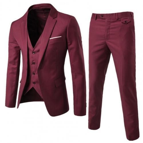 Men Spring Classic Blazers Suit Sets Men Business Blazer +Pants Suits Sets Autumn Men Wedding Party Set Wine Red