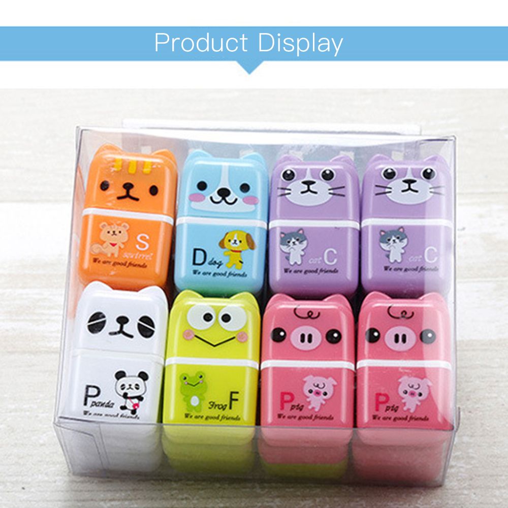 6pcs Cute Animal Pencil Eraser Cartoon Small Roller Erasers