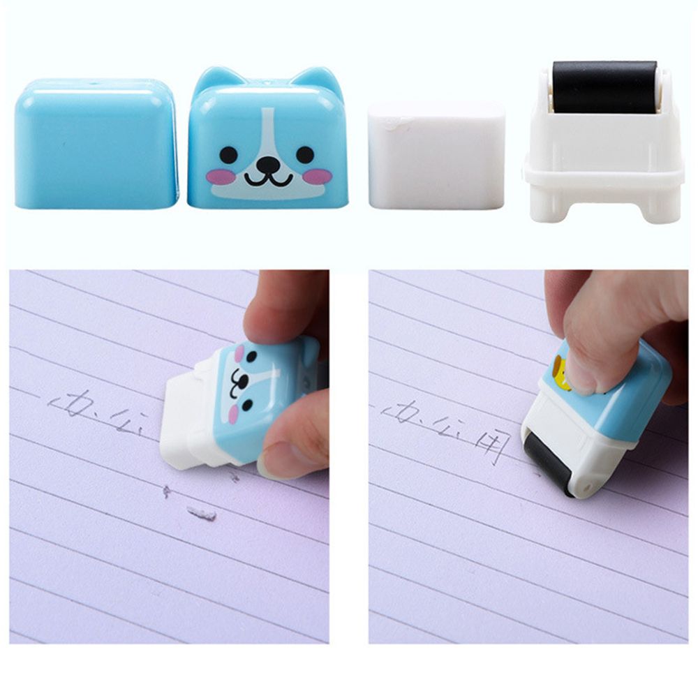 6pcs Cute Animal Pencil Eraser Cartoon Small Roller Erasers