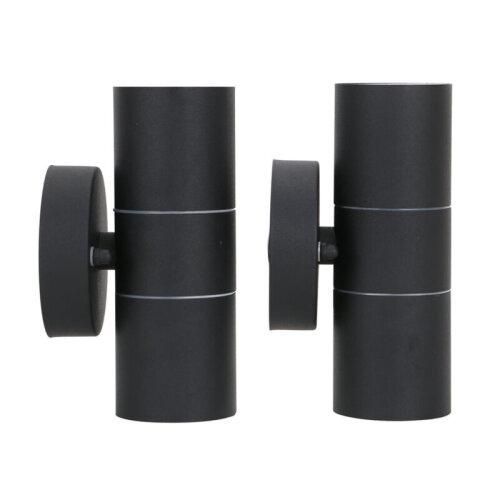 Black Stainless Steel Up Down Wall Light GU10 IP54 Double LED