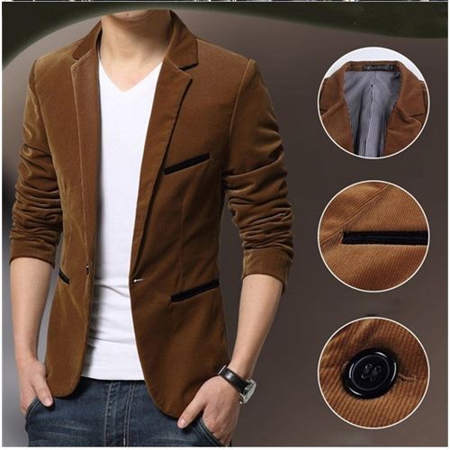 Men's Suit Jacket Big Size Man Business Corduroy Men Blazer