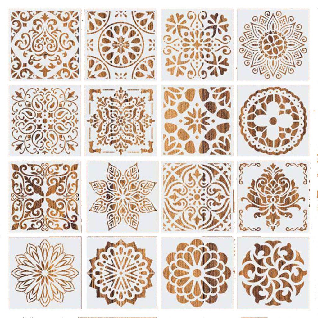 16 Pack Painting Template Hollow Mandala Template Sets