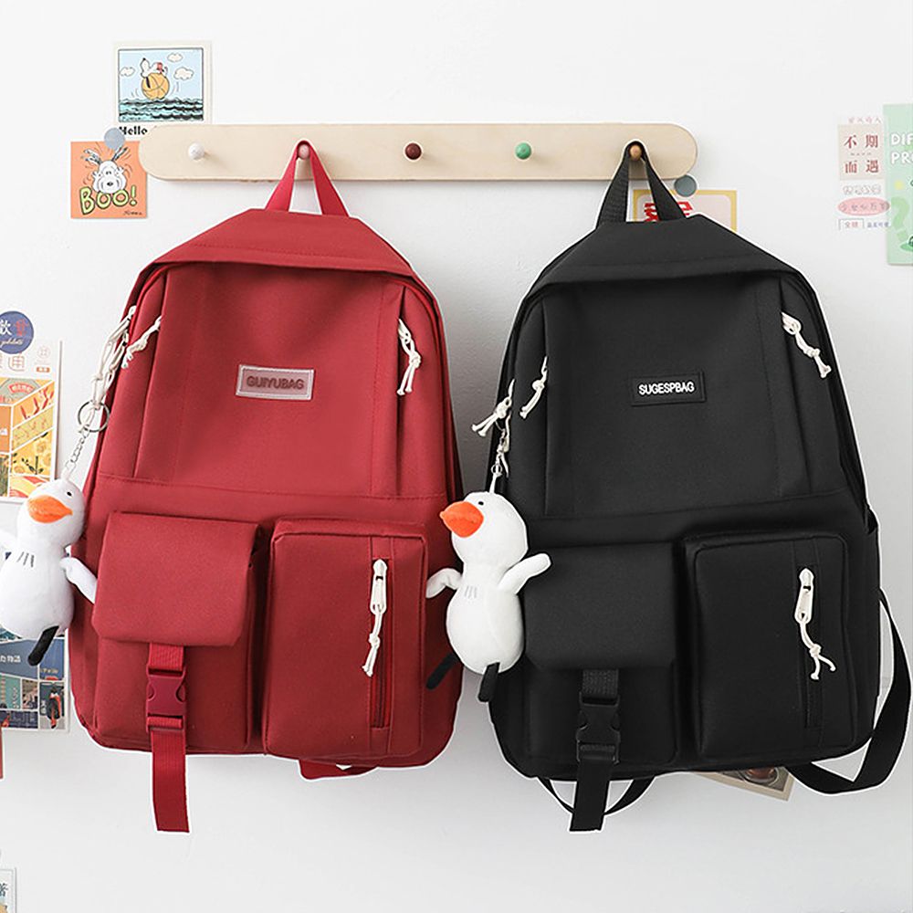 4 Pcs Canvas Backpack Combo Set School Bags With Crossbody