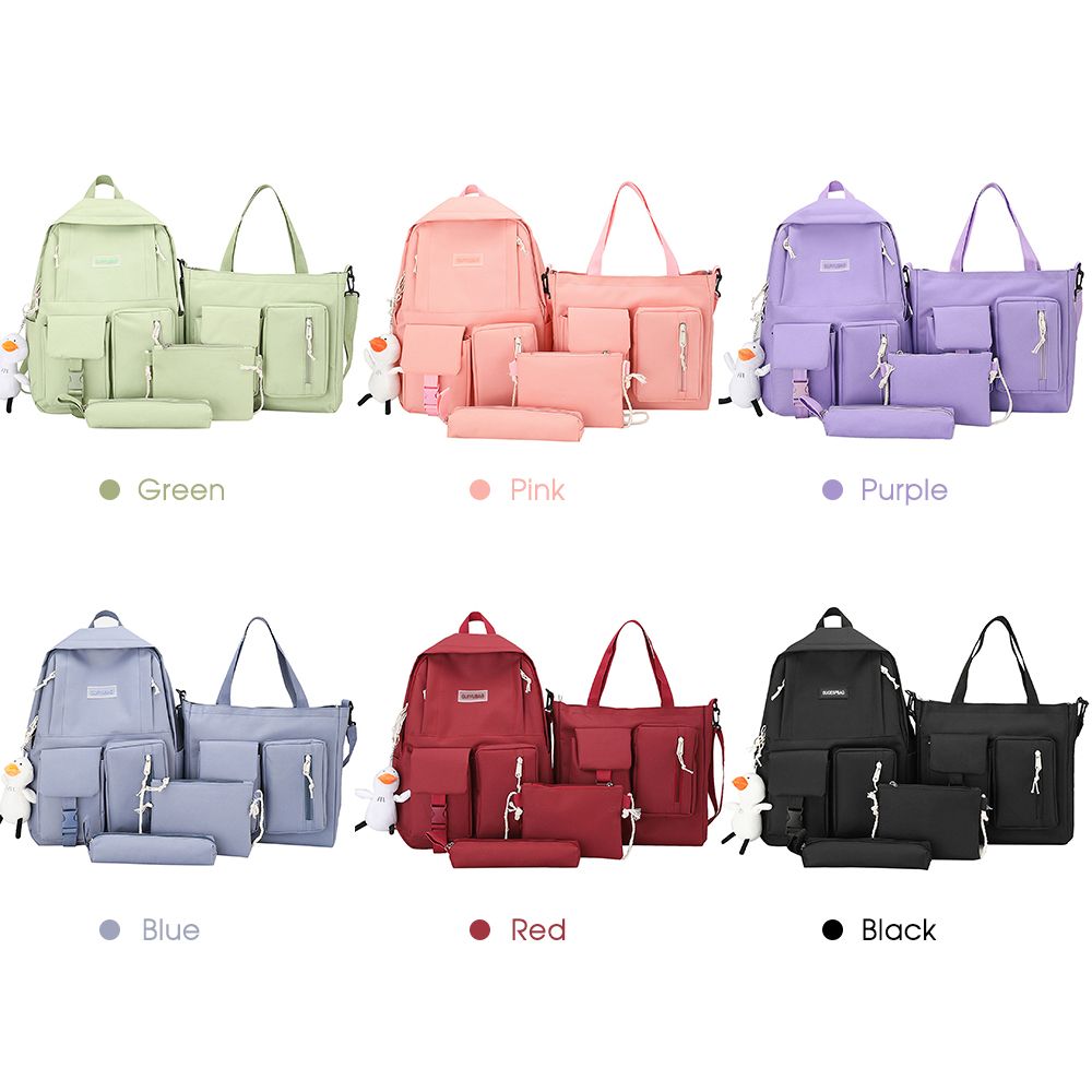 4 Pcs Canvas Backpack Combo Set School Bags With Crossbody