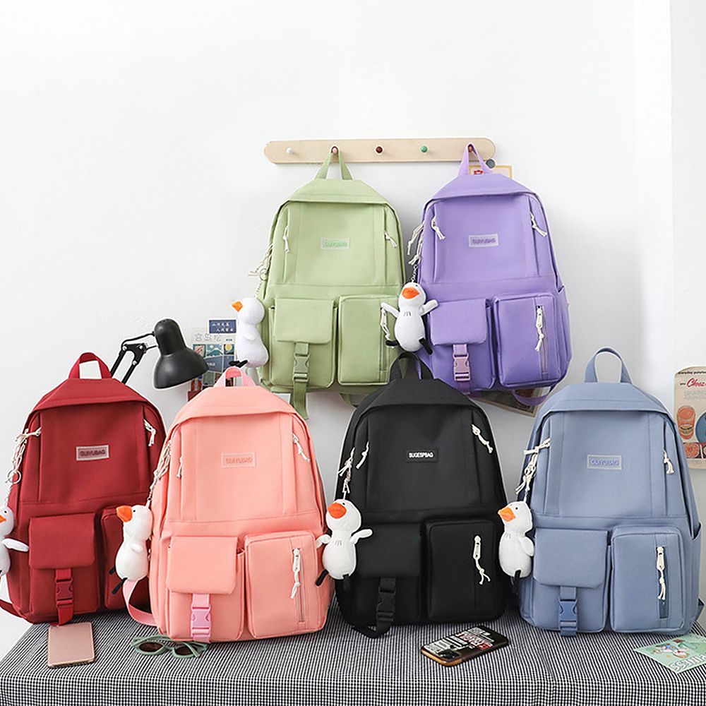 4 Pcs Canvas Backpack Combo Set School Bags With Crossbody