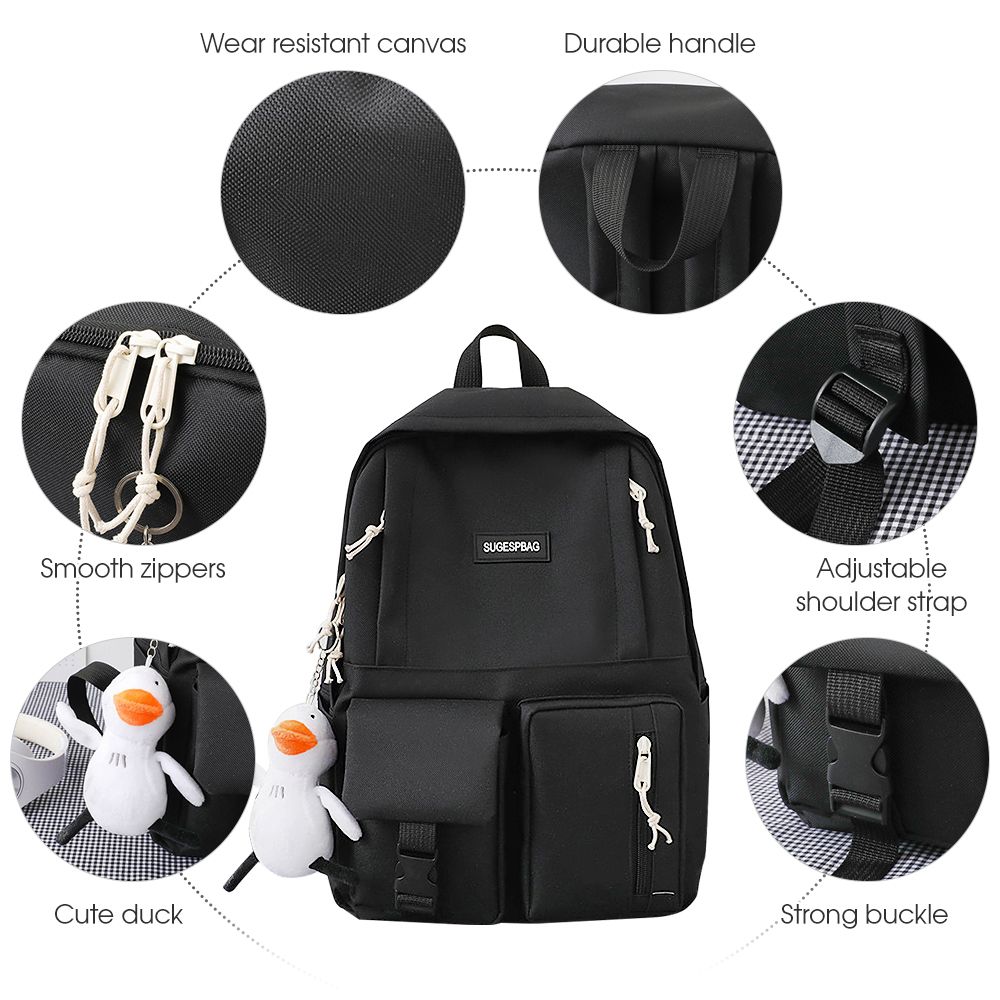 4 Pcs Canvas Backpack Combo Set School Bags With Crossbody