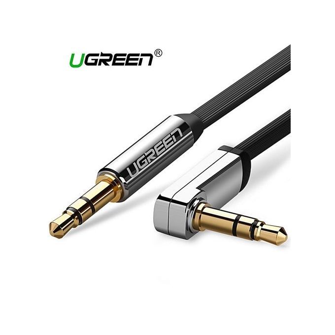 0.5 Meter 3.5mm Auxiliary Audio Jack To Jack Cable 90 Degree Right Angle For Apple IPhone, IPod, IPad, Samsung, Smartphones, Tablets And Speakers (Black) By HonTai