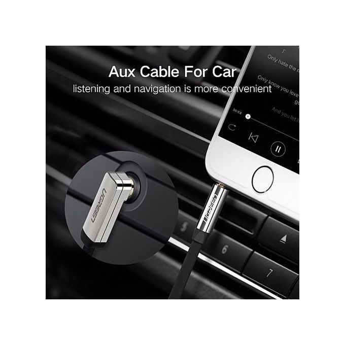 0.5 Meter 3.5mm Auxiliary Audio Jack To Jack Cable 90 Degree Right Angle For Apple IPhone, IPod, IPad, Samsung, Smartphones, Tablets And Speakers (Black) By HonTai