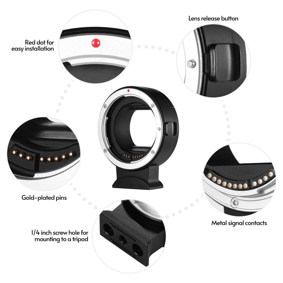 Andoer EF-EOSR Auto Focus Camera Lens Adapter Ring IS Image