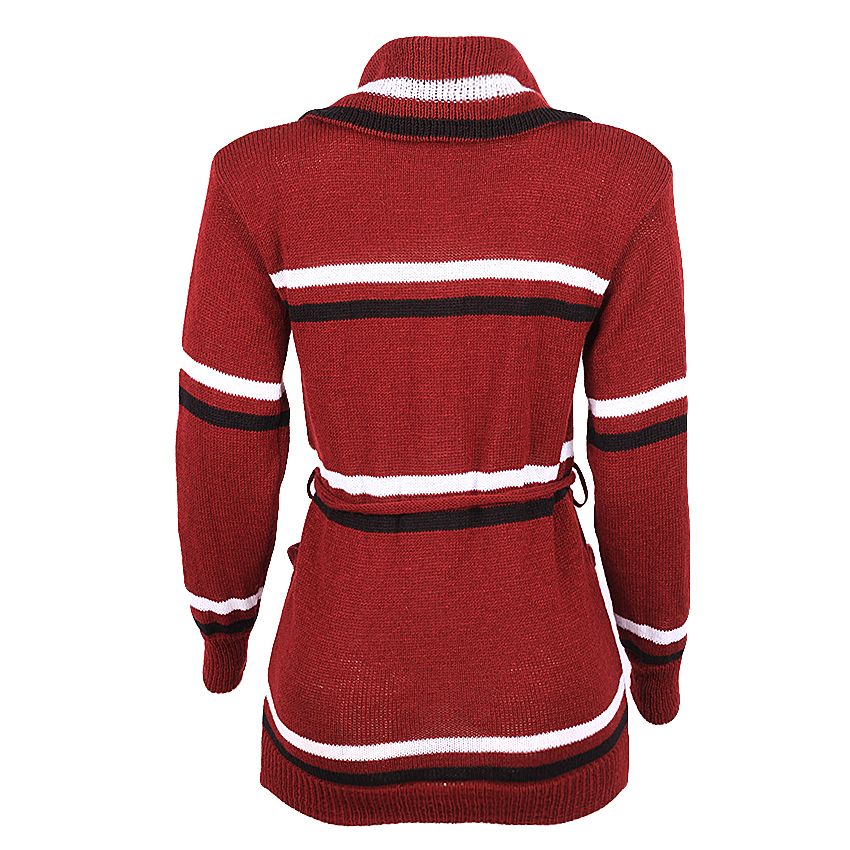 Fashionable Ladies Cardigan With Collar.wine ,black &white.