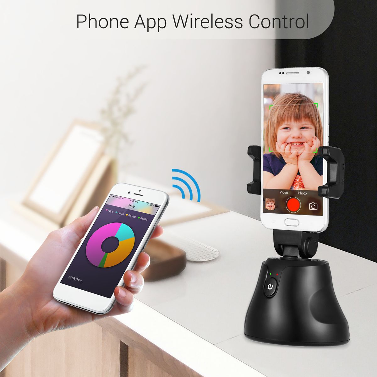 Smart Selfie Stick 360° Horizental Object Tracking Face