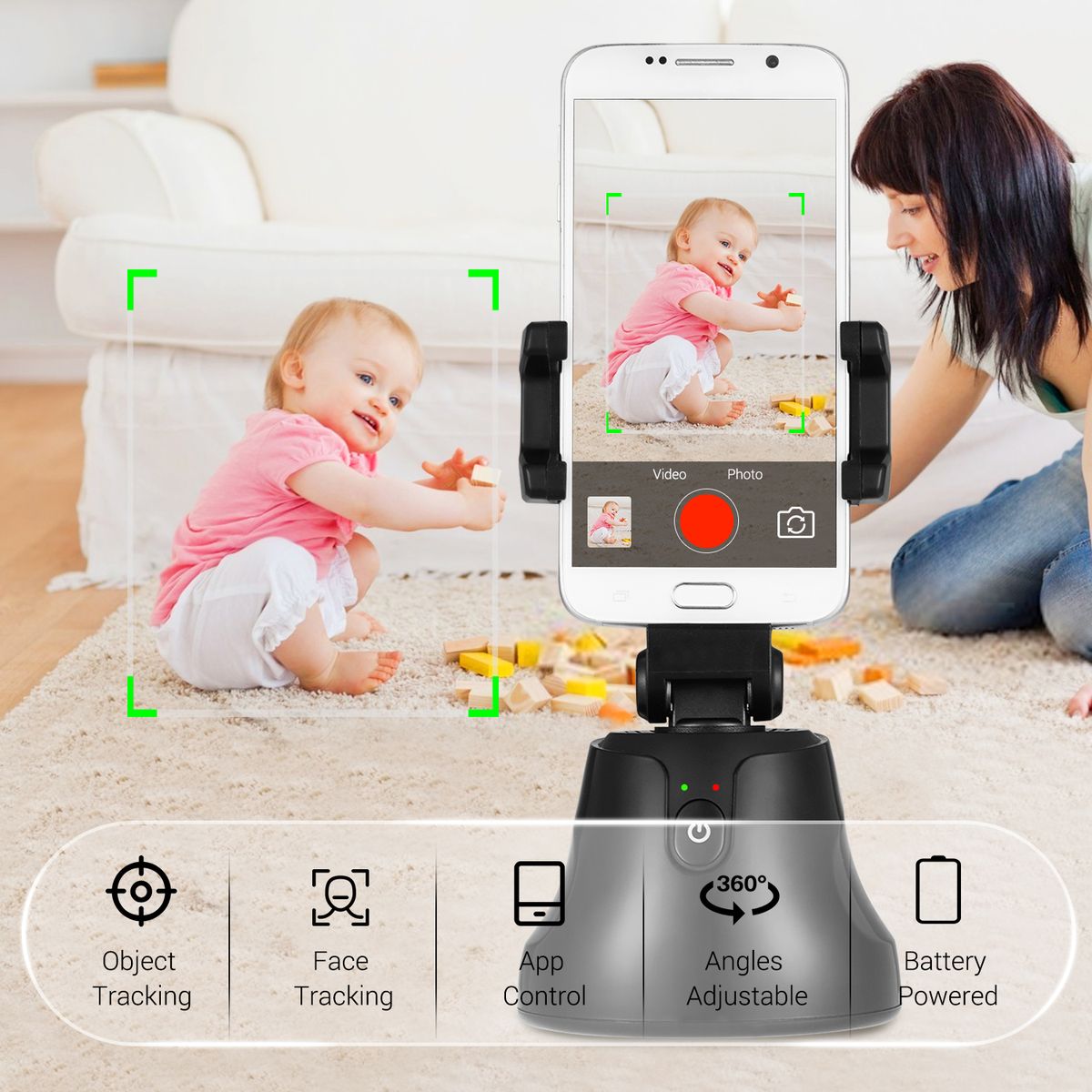 Smart Selfie Stick 360° Horizental Object Tracking Face