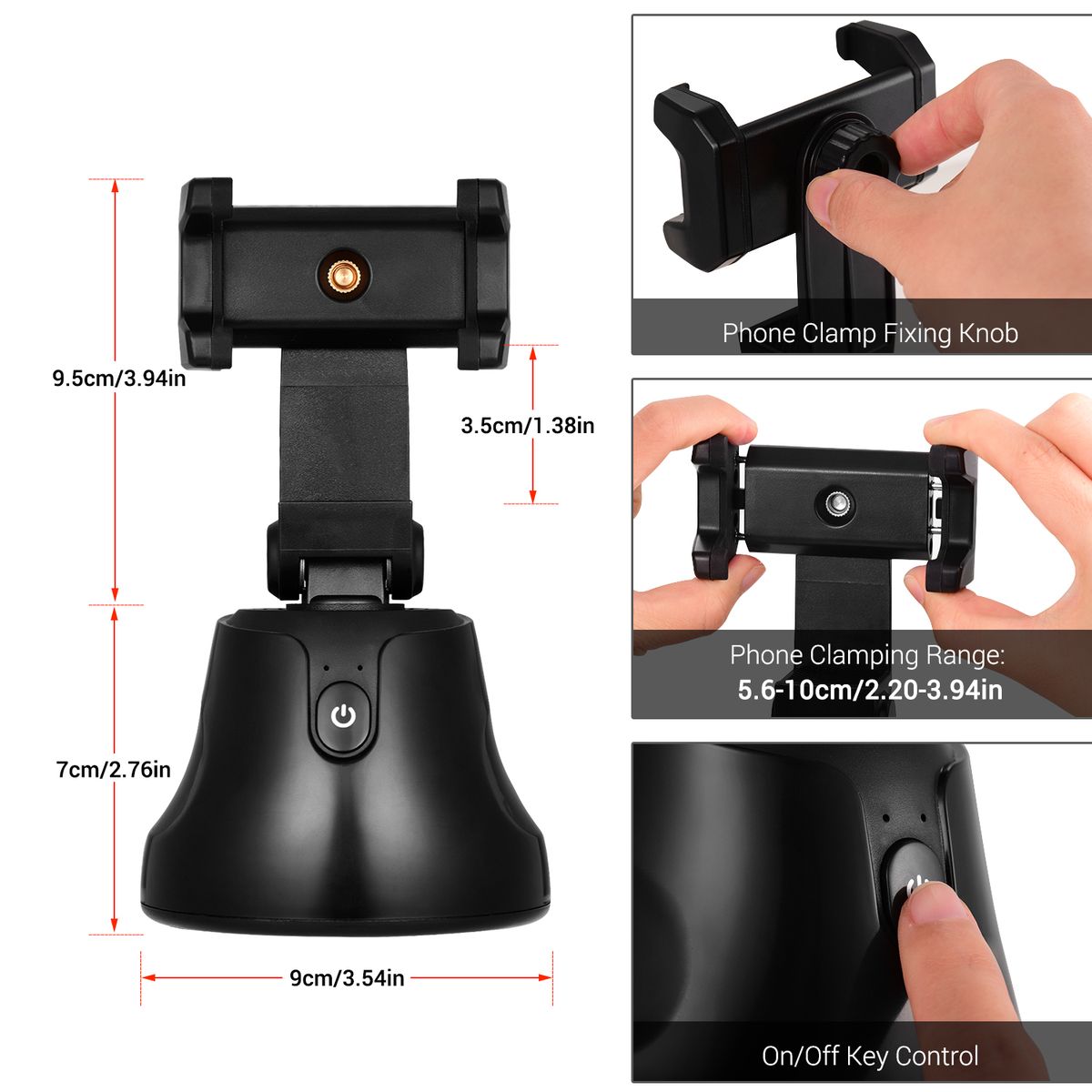 Smart Selfie Stick 360° Horizental Object Tracking Face
